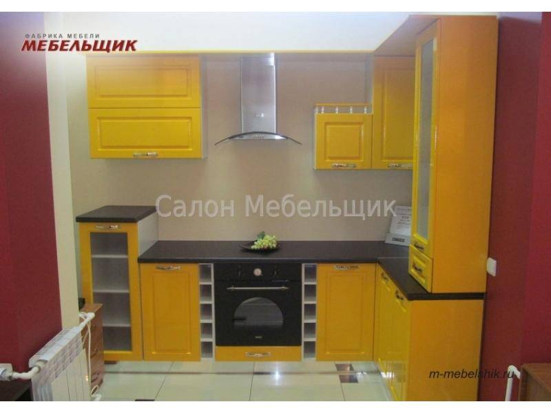 желтая угловая кухня из мдф в Дзержинске