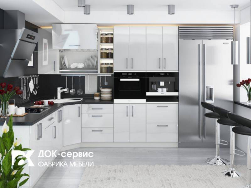 угловая кухня белый глянец в Дзержинске