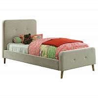 кровать button tufted flannelette beige 90х200 в Дзержинске