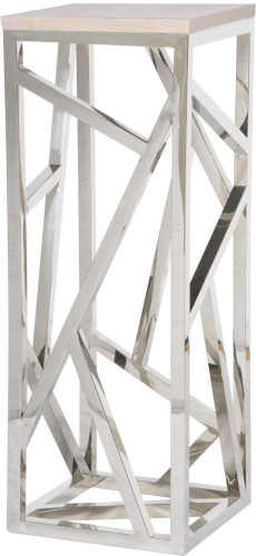 консоль geometric высокая 40x40x110 хром, белая столешница в Дзержинске
