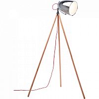 торшер chromatic tripod хром на деревянном основании в Дзержинске
