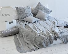 комплект плед с косами (180*220) и 2 наволочки (50*50) серый в Дзержинске