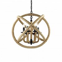 дизайнерская подвесная люстра ideal lux corda sp6 d53 коричневая в Дзержинске