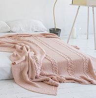 комплект плед с косами (180*220) и 2 наволочки (50*50) св. персик в Дзержинске