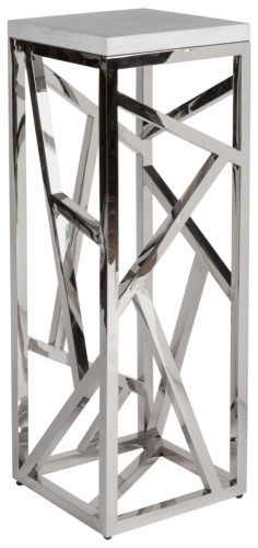 консоль geometric высокая 40x40x110 металл, белая столешница в Дзержинске