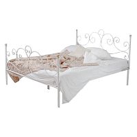 кованая двуспальная кровать 160х200 с двумя спинками белая флоренция в Дзержинске