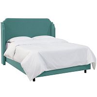 кровать двуспальная с мягкой спинкой 180х200 зеленая aurora wingback teal в Дзержинске