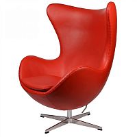кресло arne jacobsen style egg chair кожа красное в Дзержинске