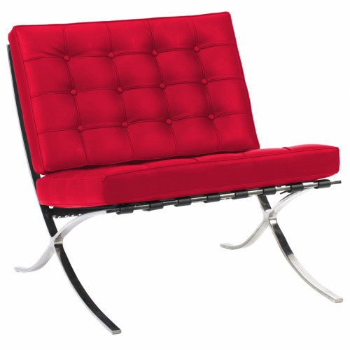 кресло barcelona chair кожа красное в Дзержинске