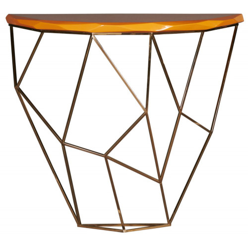 консоль geometric 100x38x90 золото, коричневая столешница в Дзержинске