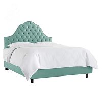 кровать двуспальная 180х200 голубая с каретной стяжкой alina tufted seafoam в Дзержинске