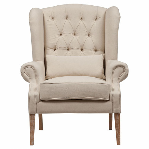 кресло wing back armchair белый лен в Дзержинске
