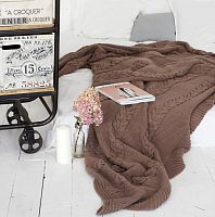 комплект плед с косами (180*220) и 2 наволочки (50*50) св. кофейный в Дзержинске