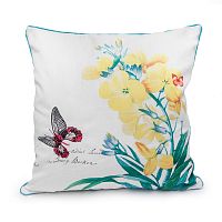 декоративная подушка белая с желтым цветком botanical style в Дзержинске