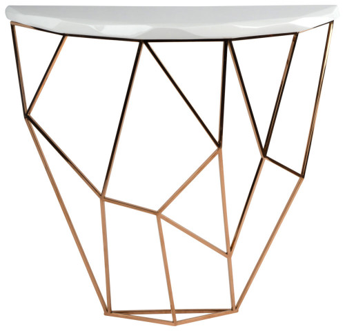 консоль geometric 100x38x90 золото, белая столешница в Дзержинске