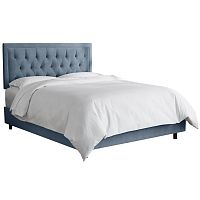 кровать двуспальная 180х200 голубая с каретной стяжкой alix steel blue в Дзержинске